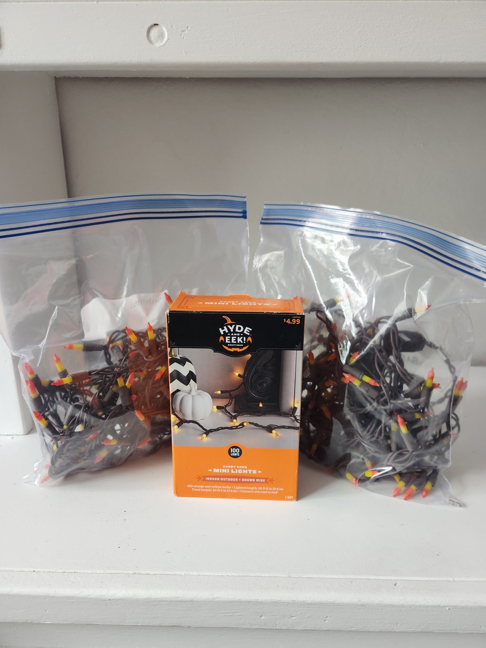 Hyde & EEk! Candy Corn Mini Halloween String Lights Brown  100 Count  Set Of 3